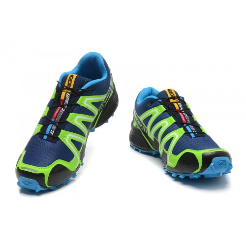 Men's Salomon Shoe Speedcross 3 CS Trail Running Blue Fluorescent Green