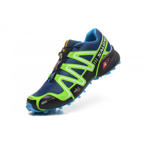 Men's Salomon Shoe Speedcross 3 CS Trail Running Blue Fluorescent Green