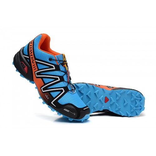 Men's Salomon Shoe Speedcross 3 CS Trail Running Blue Orange Silver