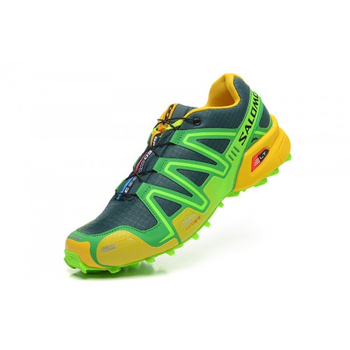 Men's Salomon Shoe Speedcross 3 CS Trail Running Green Yellow