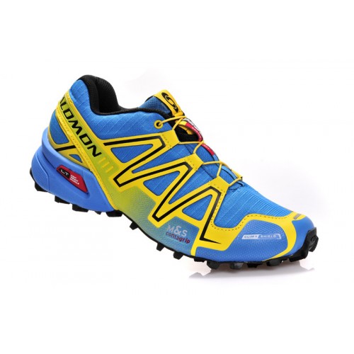 Men's Salomon Shoe Speedcross 3 CS Trail Running Light Blue Yellow