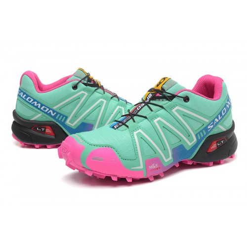 Women's Salomon Shoe Speedcross 3 CS Trail Running Blue Green Pink