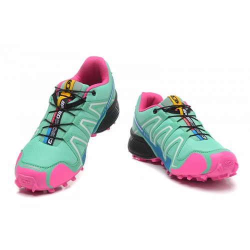 Women's Salomon Shoe Speedcross 3 CS Trail Running Blue Green Pink