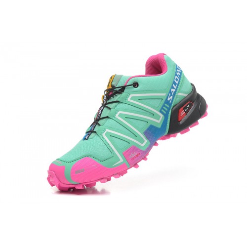 Women's Salomon Shoe Speedcross 3 CS Trail Running Blue Green Pink