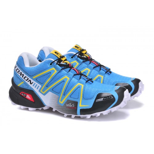 Women's Salomon Shoe Speedcross 3 CS Trail Running Blue Yellow Black