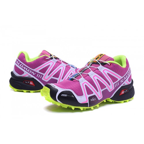 Women's Salomon Shoe Speedcross 3 CS Trail Running Purple Fluorescent Green