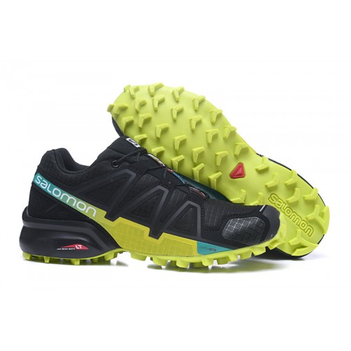 Men's Salomon Shoe Speedcross 4 Trail Running Black Fluorescent Green