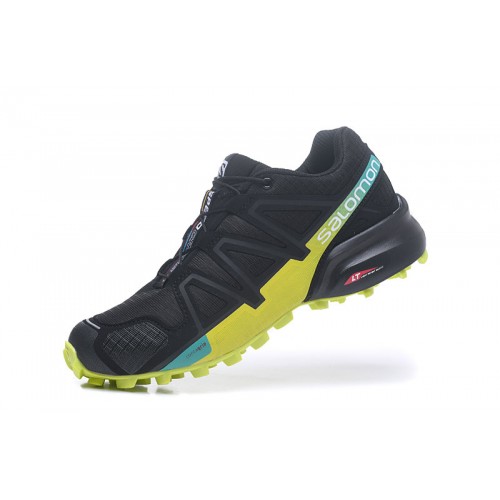 Men's Salomon Shoe Speedcross 4 Trail Running Black Fluorescent Green