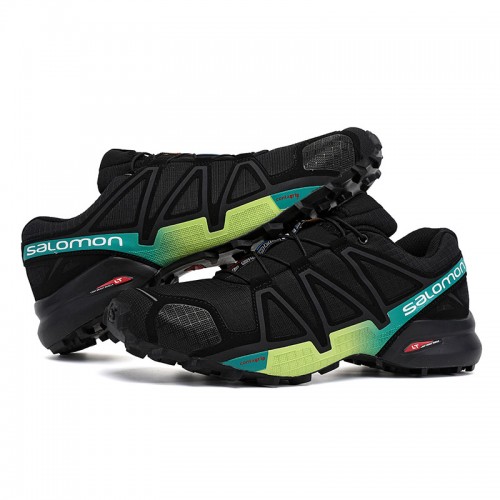 Men's Salomon Shoe Speedcross 4 Trail Running Black Yellow Green
