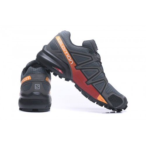 Men's Salomon Shoe Speedcross 4 Trail Running Deep Gray Red