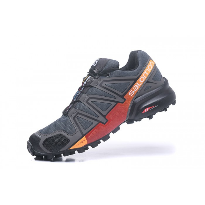 Men's Salomon Shoe 4 Trail Running Deep Gray Red-Salomon Shoe Speedcross 4