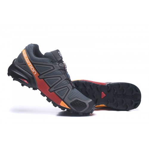 Men's Salomon Shoe Speedcross 4 Trail Running Deep Gray Red