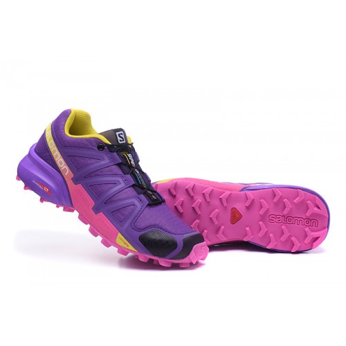 Women's Salomon Shoe Speedcross 4 Trail Running Purple Rose Red