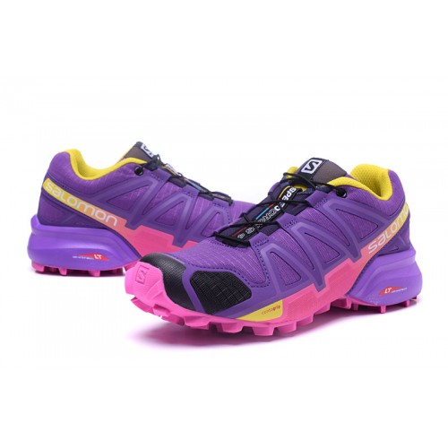 Women's Salomon Shoe Speedcross 4 Trail Running Purple Rose Red