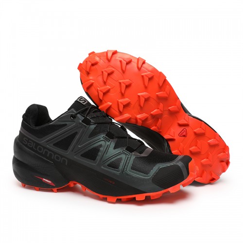 Men's Salomon Shoe Speedcross 5 GTX Trail Running Black Orange