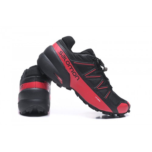 Men's Salomon Shoe Speedcross 5 GTX Trail Running Black Red