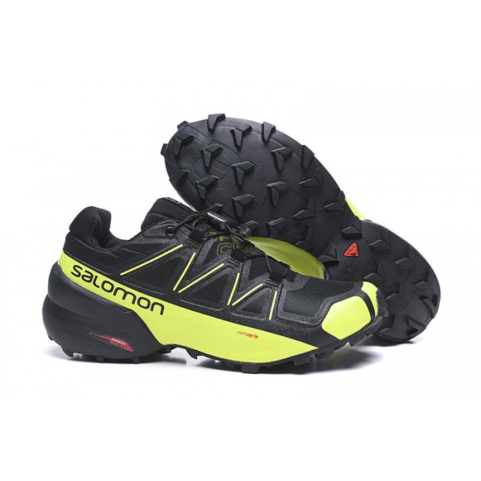 Men's Salomon Shoe Speedcross 5 GTX Trail Running Black Yellow
