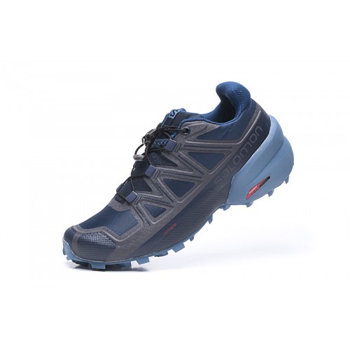 Men's Salomon Shoe Speedcross 5 GTX Trail Running Deep Blue Gray