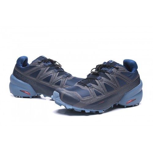 Men's Salomon Shoe Speedcross 5 GTX Trail Running Deep Blue Gray