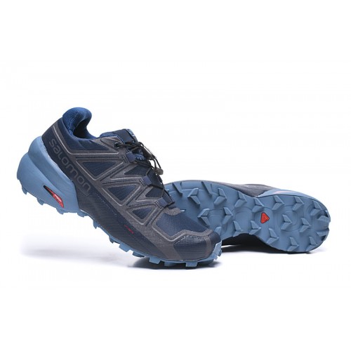 Men's Salomon Shoe Speedcross 5 GTX Trail Running Deep Blue Gray