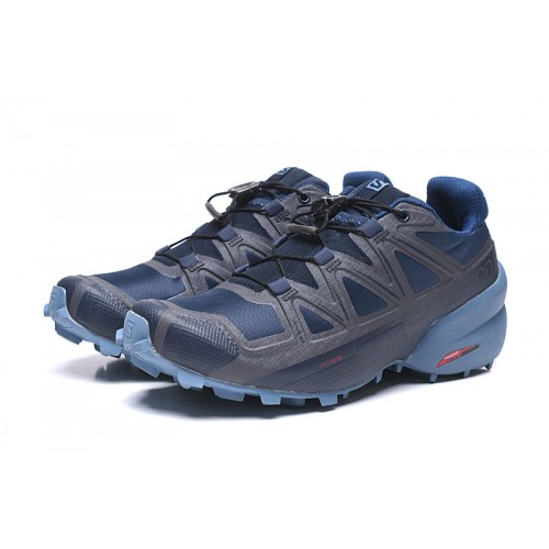 Men's Salomon Shoe Speedcross 5 GTX Trail Running Deep Blue Gray