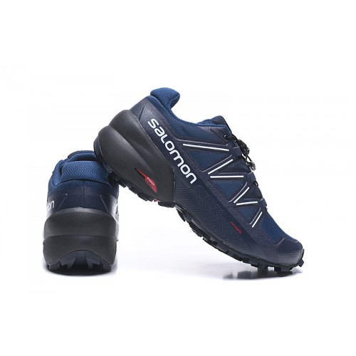 Men's Salomon Shoe Speedcross 5 GTX Trail Running Deep Blue White