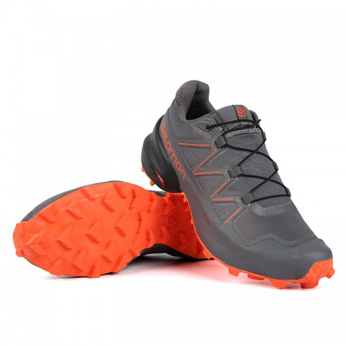 Men's Salomon Shoe Speedcross 5 GTX Trail Running Orange Gray