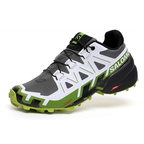 Men's Salomon Speedcross 6 Trail Running Shoes Gray White Green