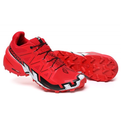 Men's Salomon Speedcross 6 Trail Running Shoes Red White Black