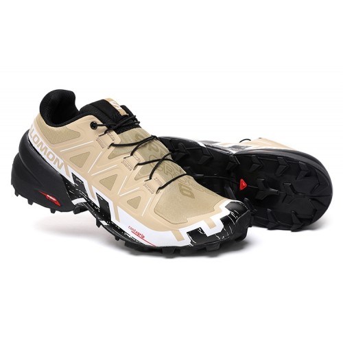 Men's Salomon Speedcross 6 Trail Running Shoes Sand White Black