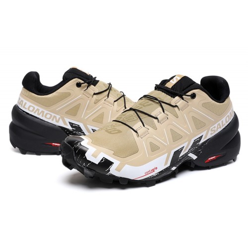 Men's Salomon Speedcross 6 Trail Running Shoes Sand White Black