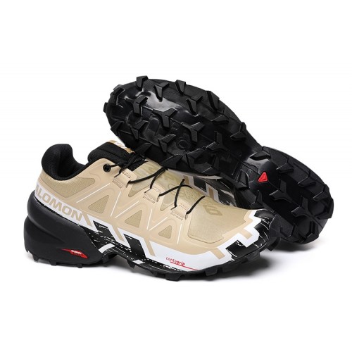 Men's Salomon Speedcross 6 Trail Running Shoes Sand White Black