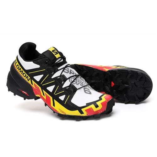 Men's Salomon Speedcross 6 Trail Running Shoes White Black Yellow