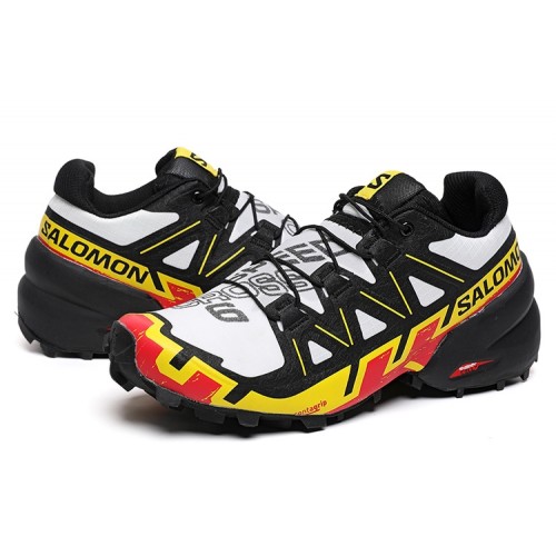 Men's Salomon Speedcross 6 Trail Running Shoes White Black Yellow
