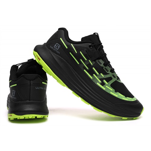 Salomon Ultra Glide Trail Running Shoes In Black Fluorescent Green For Men