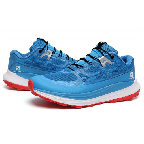 Salomon Ultra Glide Trail Running Shoes In Blue White Red For Men