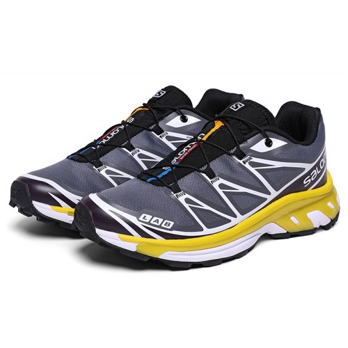 Salomon XT-6 Advanced Unisex Sportstyle Shoes In Gray Yellow For Men