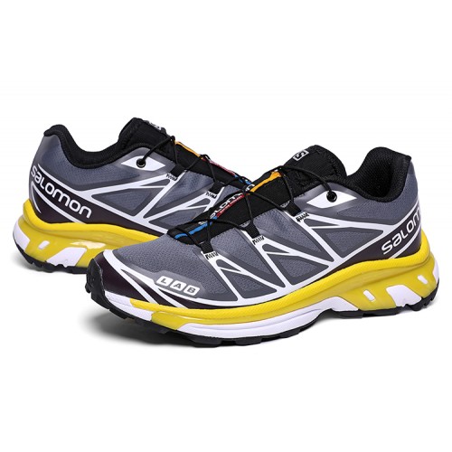 Salomon XT-6 Advanced Unisex Sportstyle Shoes In Gray Yellow For Men